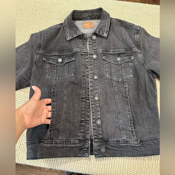 Judy Blue Jean Jacket Womens L Charcoal Black Denim Trucker Button Up Stretch - Picture 5 of 8